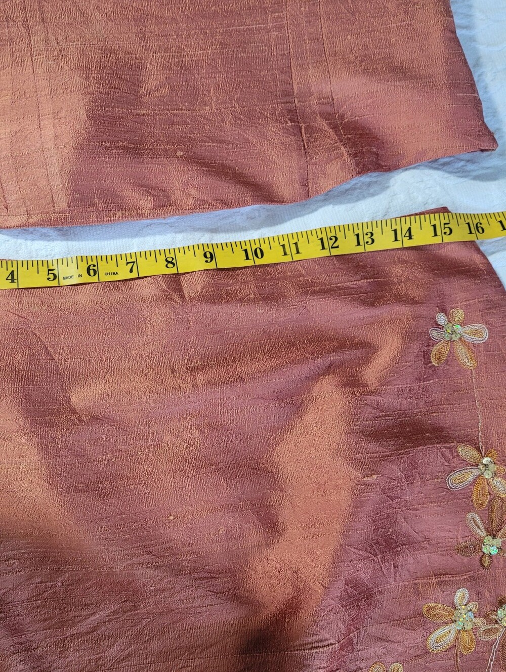 Muse Rust Orange 100% Silk Floral Embroidered Two-Piece Skirt Size 10 - Picture 9 of 10